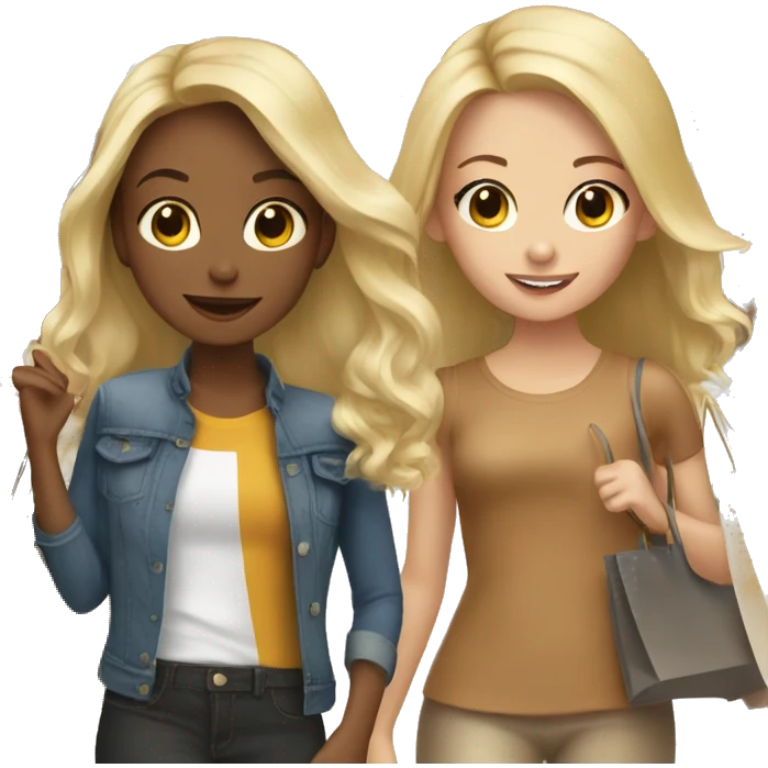 2 blonde girls, 1 young girl with brown hair shopping in NYC emoji