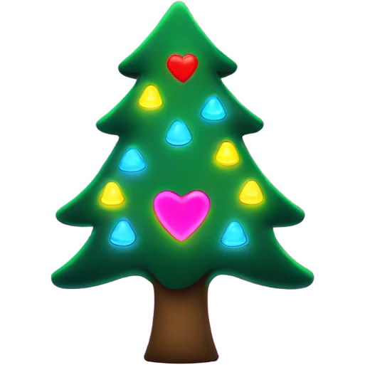 Christmas tree with neon heart lights  emoji