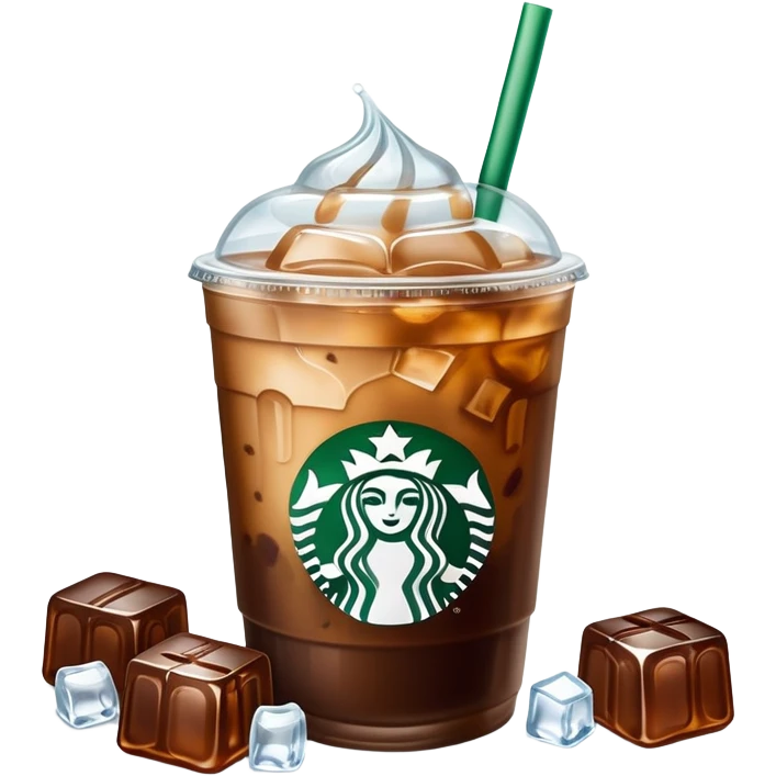 Starbuck ice coffee with ice cubes emoji