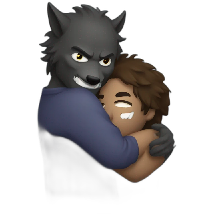 werewolf hugging an anonymous person emoji