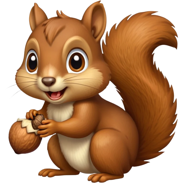 Squirrel with drool coming from mouth, hungry face, eyes fixed on acorn emoji