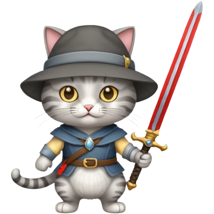 Cat held a sword and wearing a hat emoji