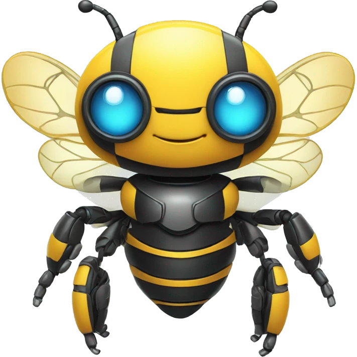 cute robot bee with smile emoji