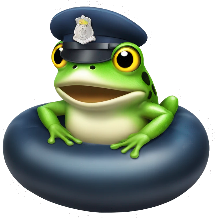 A policeman frog in an inflatable circle. emoji