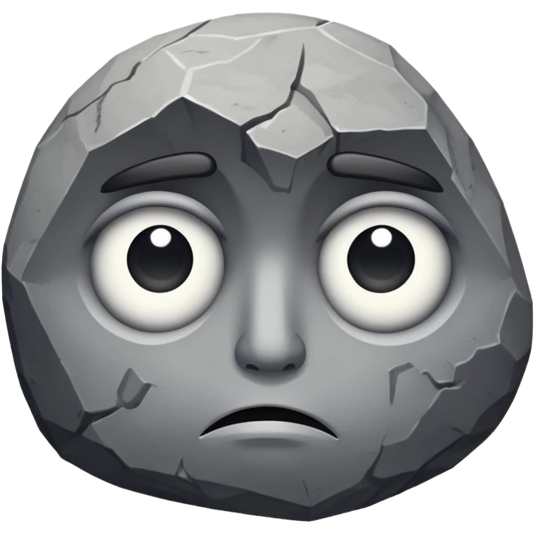 Pensive rock, eyes down, disappointed emoji