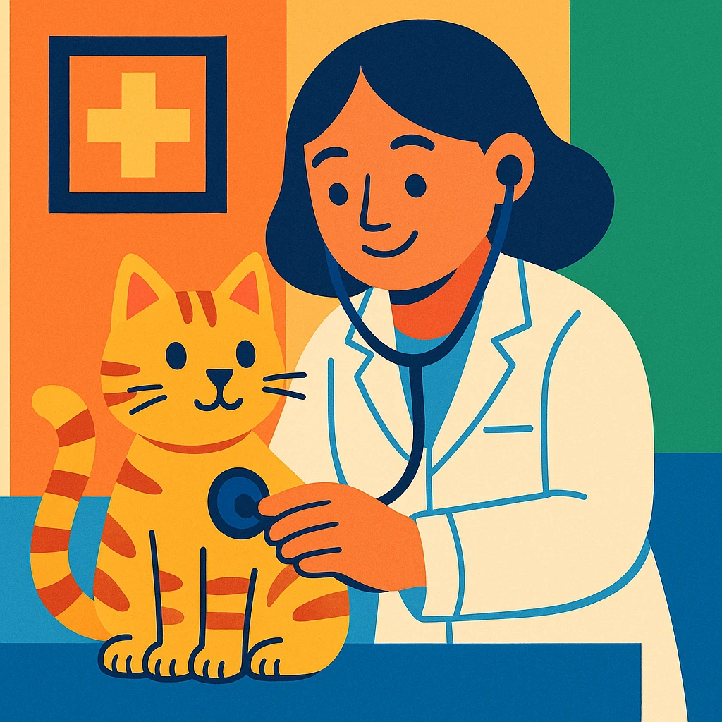 veterinarian examining a cat emoji