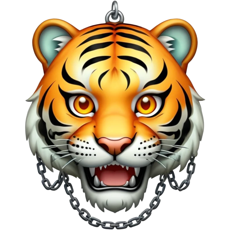 ghost tiger face transparent with chains and eerie glow for Twitch emote emoji