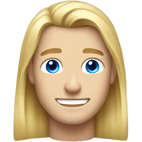 Long blonde hair, blue eyed man smiling  emoji