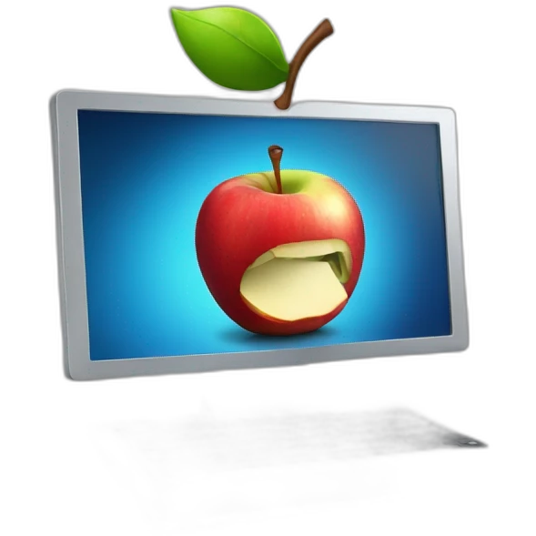 Apple eating a conputer emoji