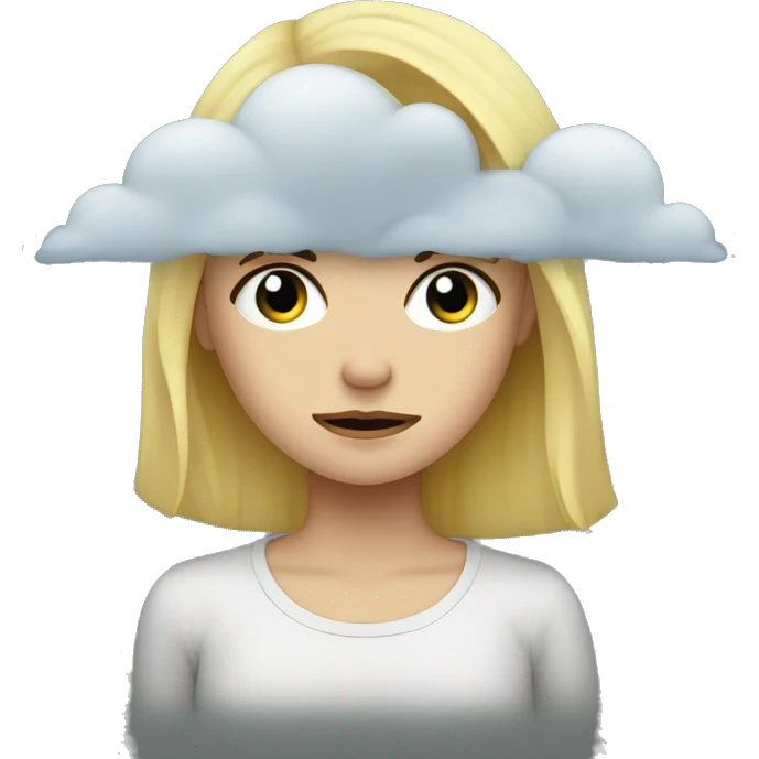 rain cloud over sad blonde girl emoji