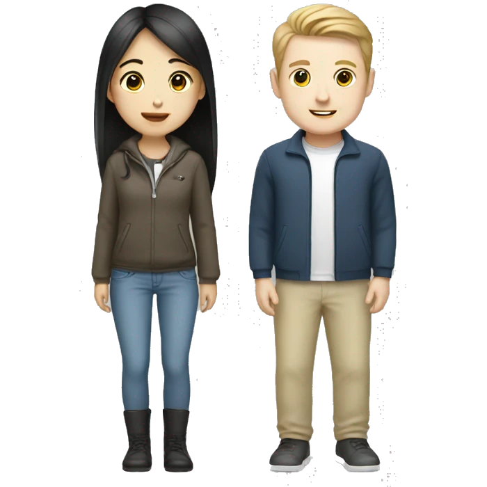 south korean girl and white guy emoji