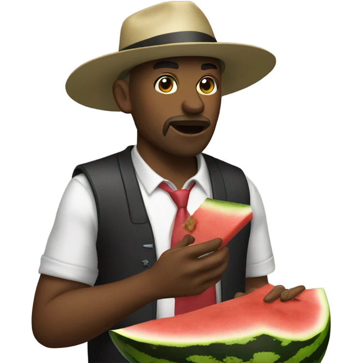 gangster eating watermelon and chicken emoji