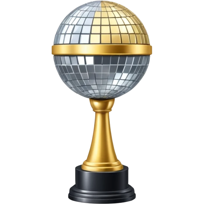 Tall Competition trophy with a silver disco ball on top emoji