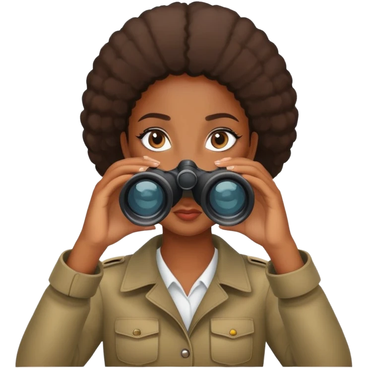 Black girl in binoculars emoji