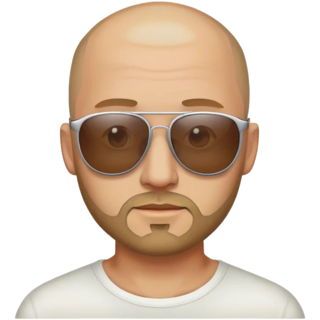 shave head, light tan complexion, short faded beard, wearing sunglasses emoji