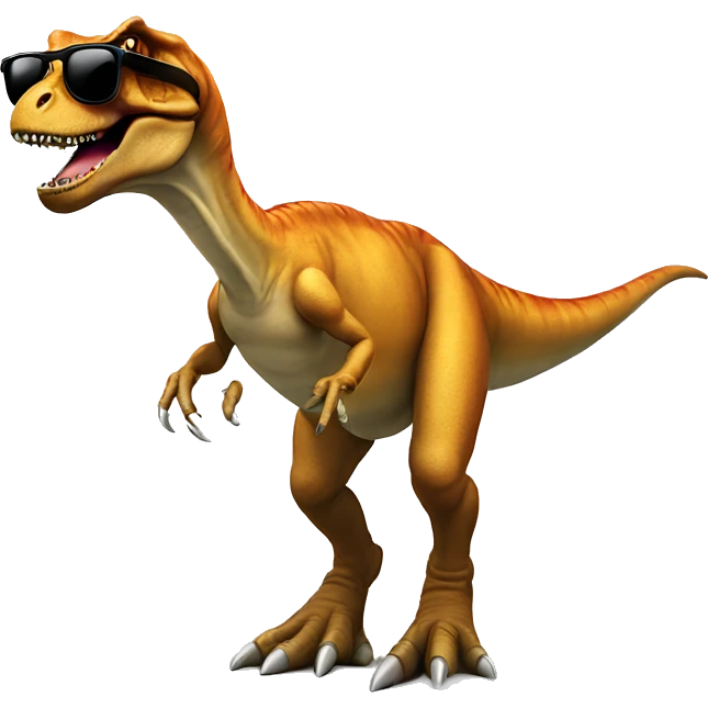 T rex with sunglasses surving emoji
