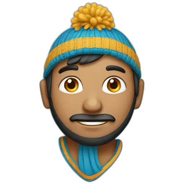 Indian man with bobble hat blue emoji