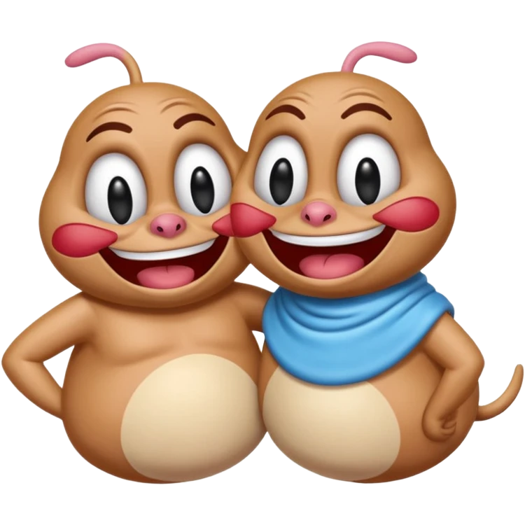 Ren and Stimpy together as an emoji, playful pose emoji