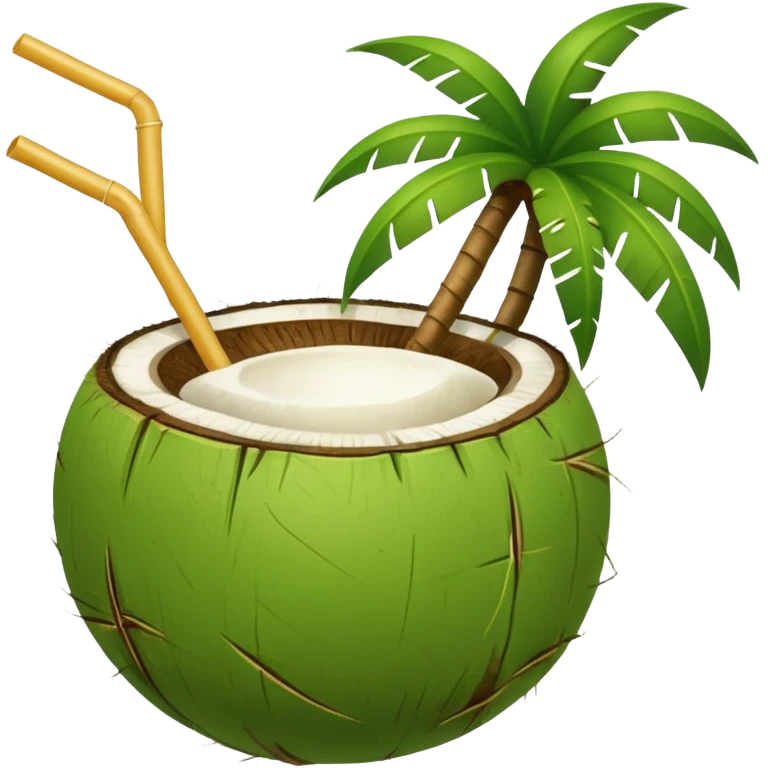 Green Coconut with straw emoji
