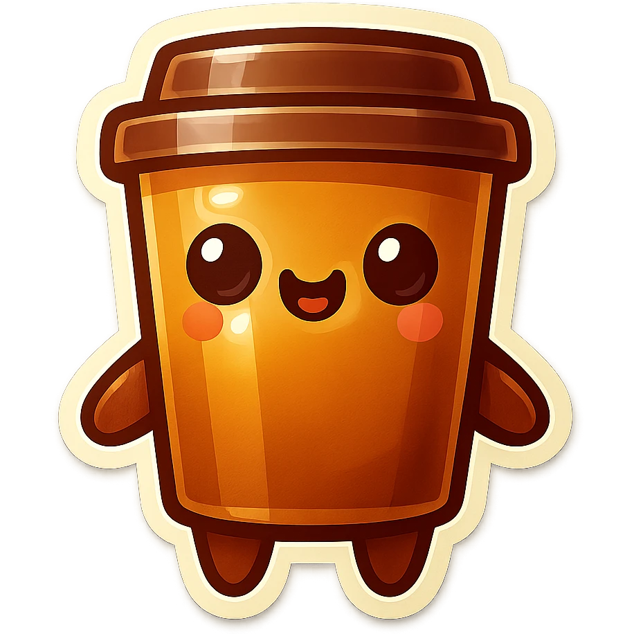 Tall coffee cup, hiding emoji