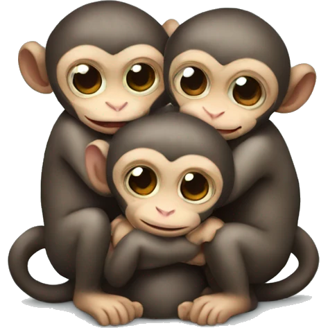 three baby monkeys hugging  emoji