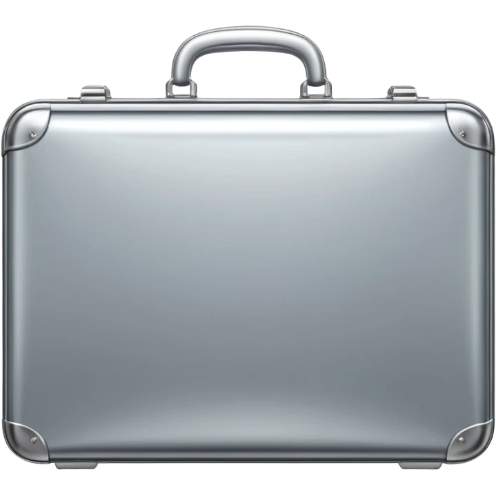 A luxury briefcase emoji made of polished silver chrome, smooth rectangular shape, metallic reflections, minimal high-end design, swag business aesthetic, iOS emoji style, centered, clean white background
 emoji