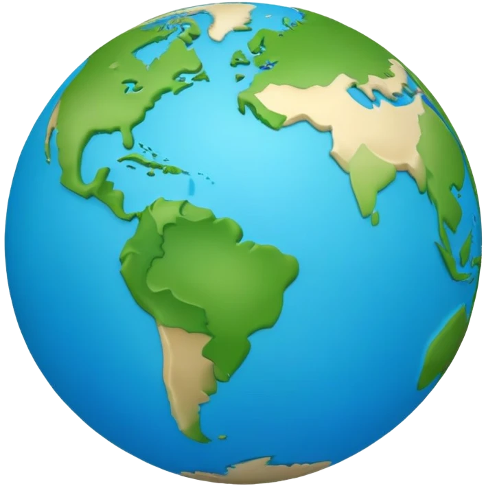 Earth globe with green landmasses creating a stylized 812 pattern, blue background, iOS emoji style, variation of previous design emoji