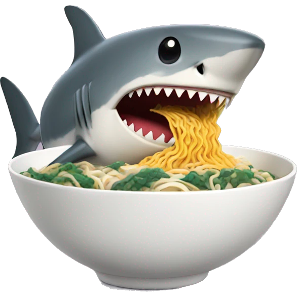 Shark with a ramen noodles emoji