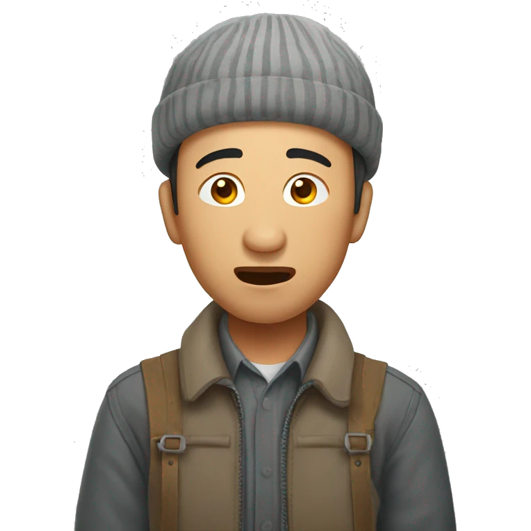 Kyrgyz man have a surprised emoji