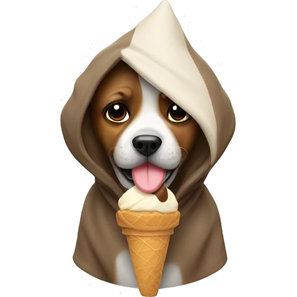 Dog with a ice cream cone and a hoodie emoji