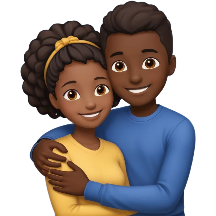 Fille noir embrassement un garçon noirs emoji