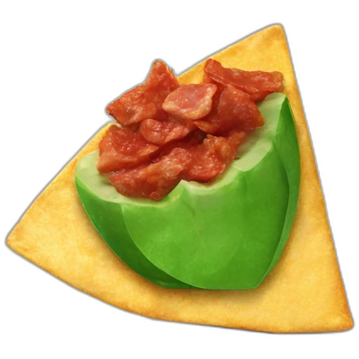 nacho tortilla chip with a little piece of meat on it emoji