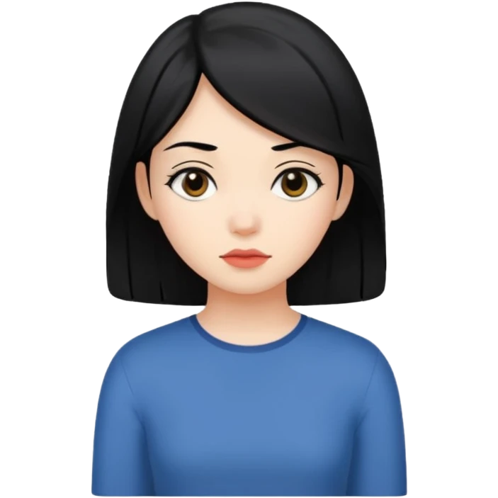 Girl with black hair waiting emoji