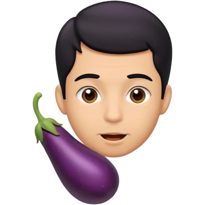 gay man emoji sucking on eggplant in his mouth emoji