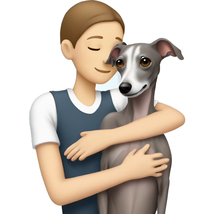 Italian greyhound hugging a person emoji
