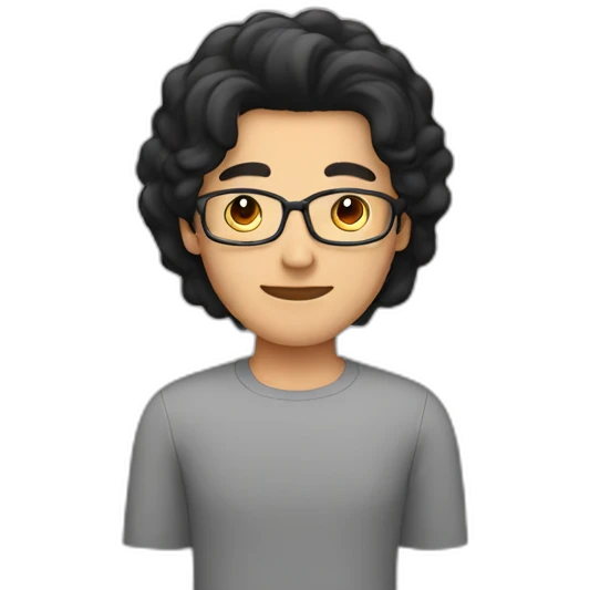 Men with computers and center parted black hair emoji