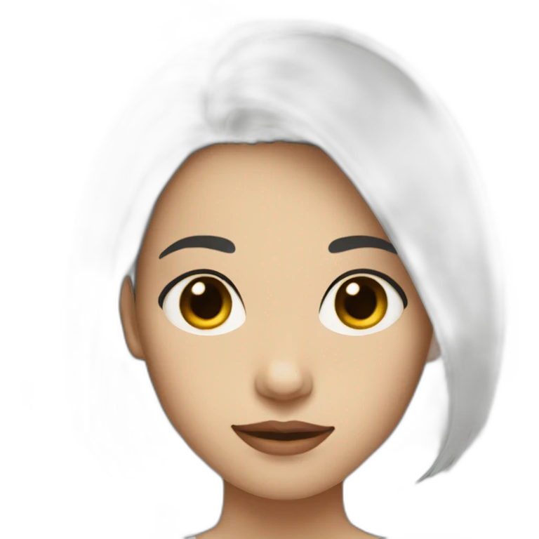 short dark hair, woman, black eyes emoji