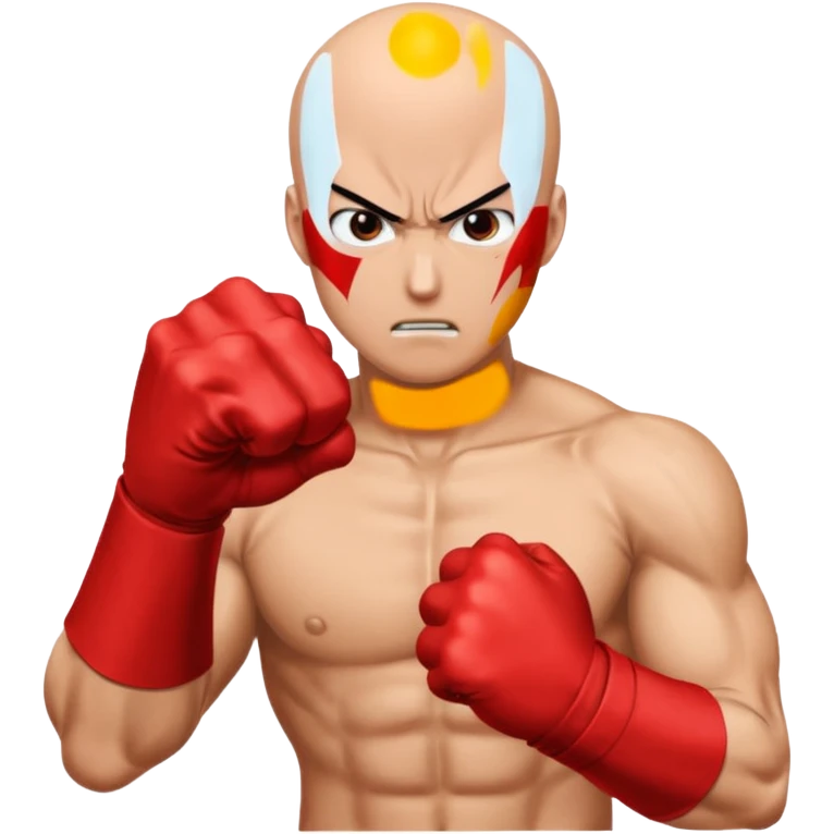 Angry Saitama with his red giant hand punching (just punch), no-face emoji