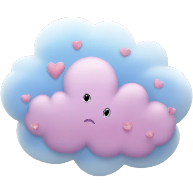 cloud emoji with hearts on it , realistic  emoji