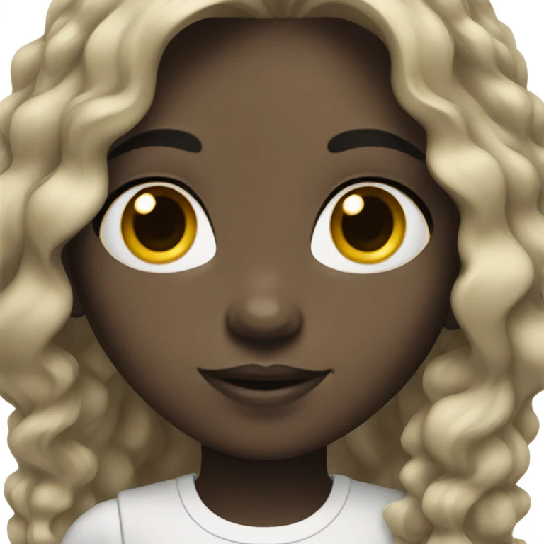 Girl with Black skin AND a long wavy Black hair emoji