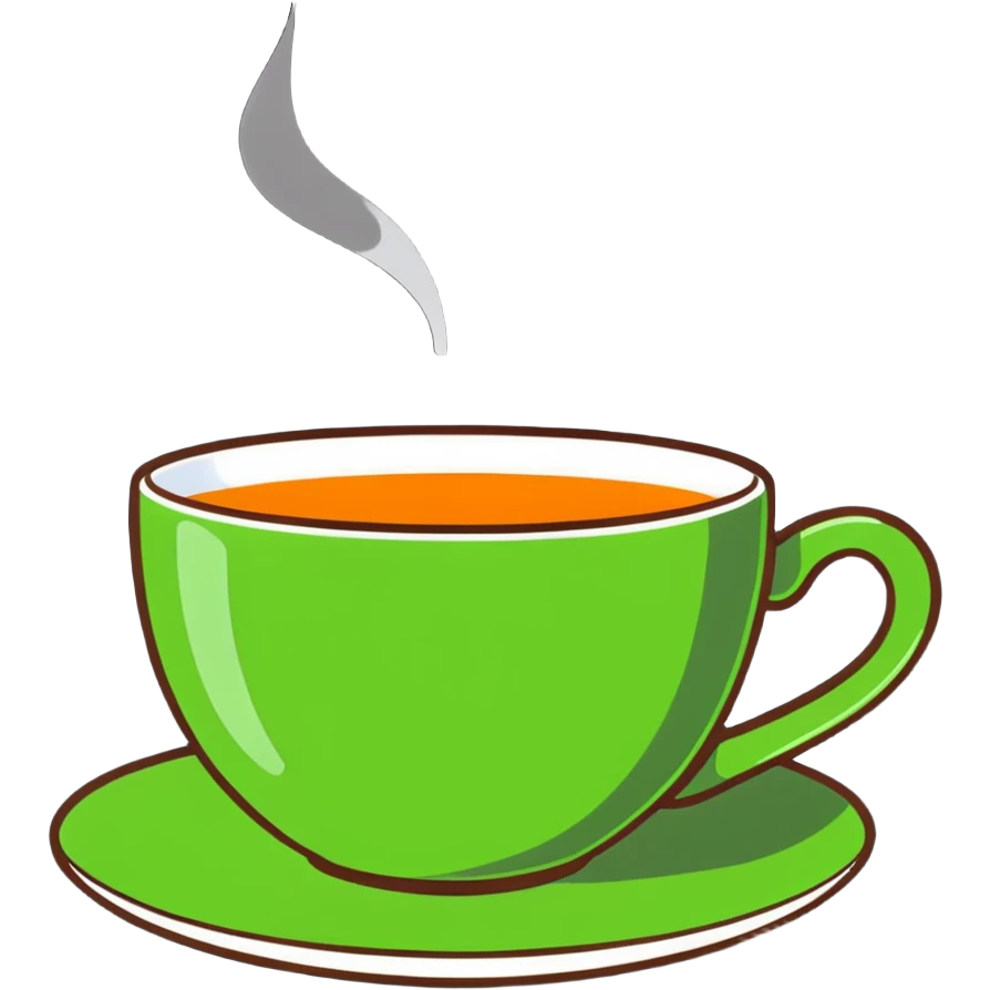 beautiful teacup with hot tea and steam emoji