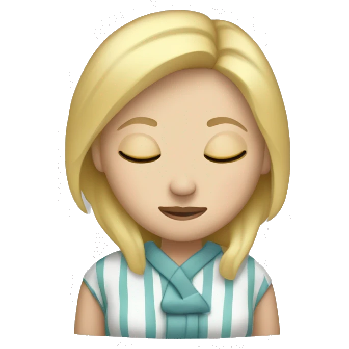 blonde white woman in pjs with eyes closed (full body) emoji