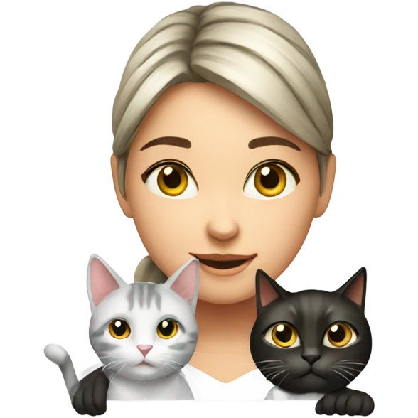 girl with cat on white emoji
