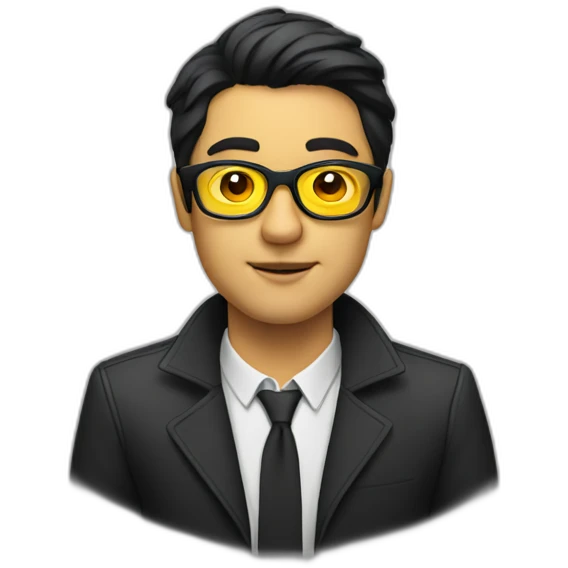Man with yellow tinted glasses and black hair  emoji