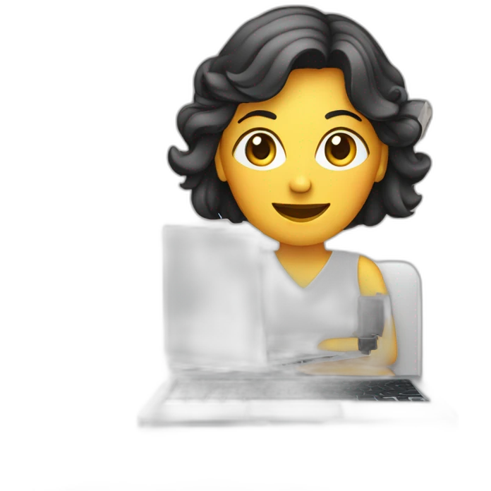 a lady on laptop with usb adapter emoji