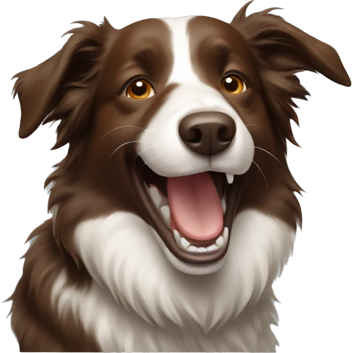 Brown border collie laughing emoji
