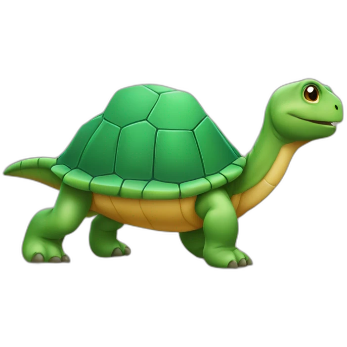 tortue sur dinosaure emoji