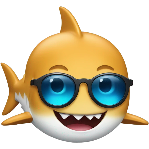 Baby shark with sunglasses playing with a human  emoji