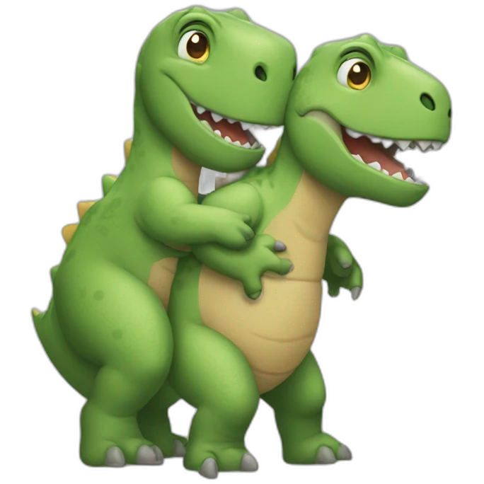 Dinosaurs hug emoji