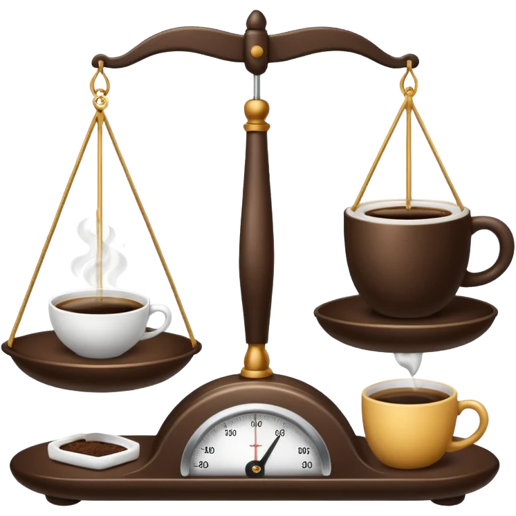 Simple balance scale with coffee on the strong side (left) and sleep/ bed on the weak side (right) emoji